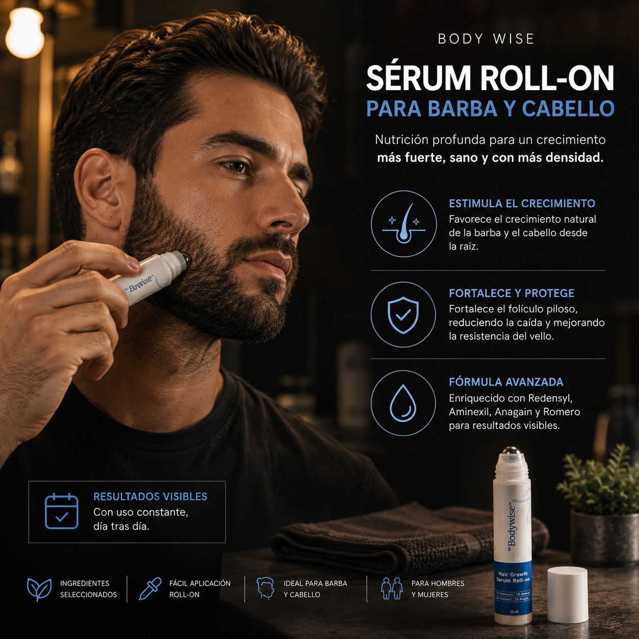 Body Wise Hair Growth Serum | Cabello más fuerte desde la raíz.