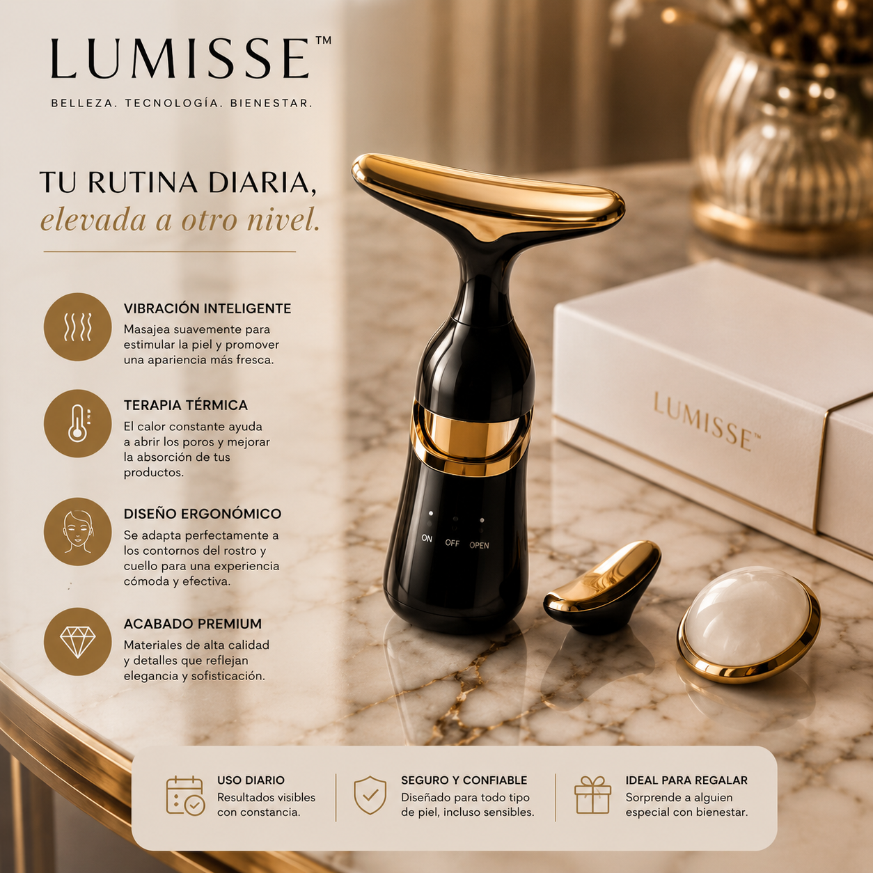 Lumisse | Masajeador Facial Reafirmante 3 en 1