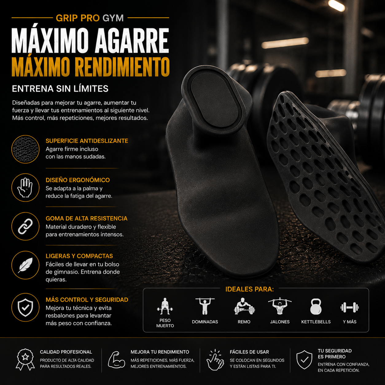Grip Pro Gym | 🔥 Agarre firme, máximo rendimiento.