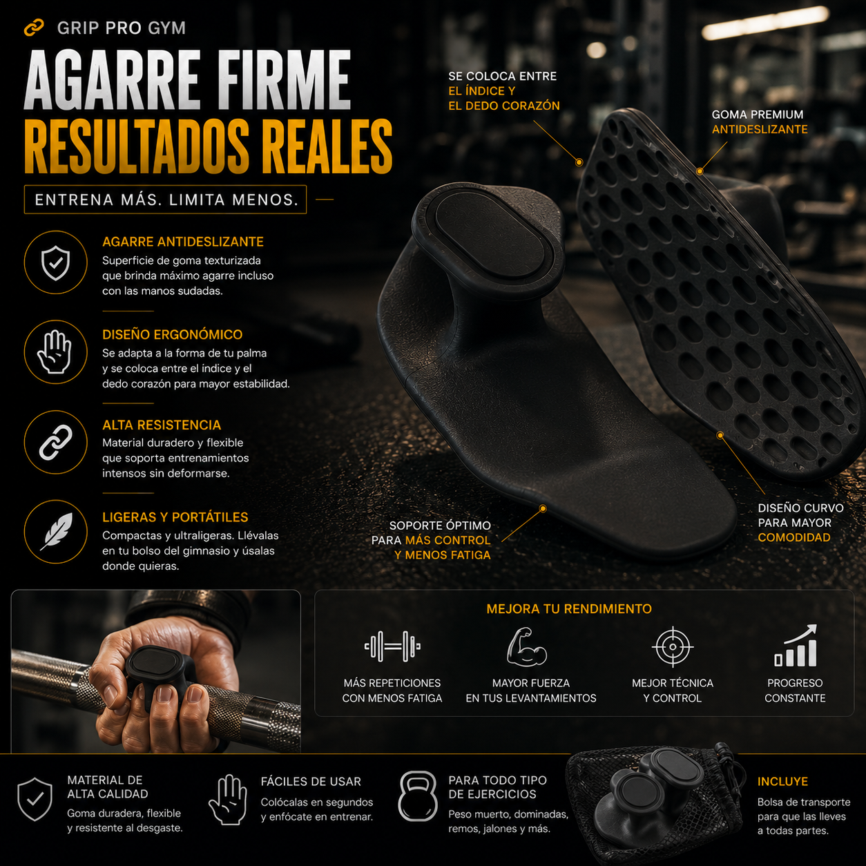 Grip Pro Gym | 🔥 Agarre firme, máximo rendimiento.